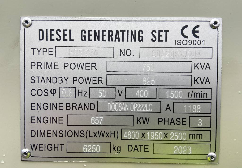 Set generatora Doosan DP222LC - 825 kVA Generator - DPX 19858: slika 4
