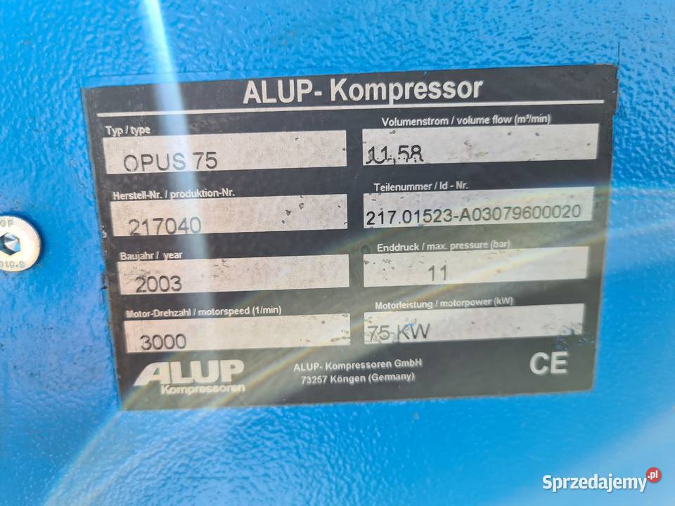 Lizing  Kompresor śrubowy ALUP OPUS 75 75 kw Kompresor śrubowy ALUP OPUS 75 75 kw: slika 5