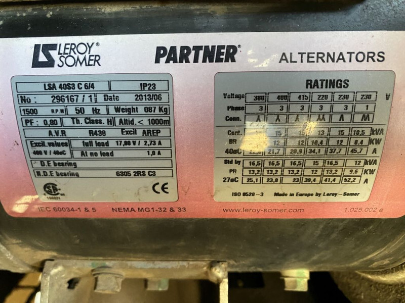Set generatora SDMO R16 Mitsubishi Leroy Somer 16 kVA Silent Rental generatorset: slika 10