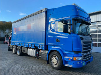 Kamion sa ceradom, Kamion sa dizalicom Scania R450 6x2 Pritsche Kran Palfinger PK34002 + JIB: slika 1