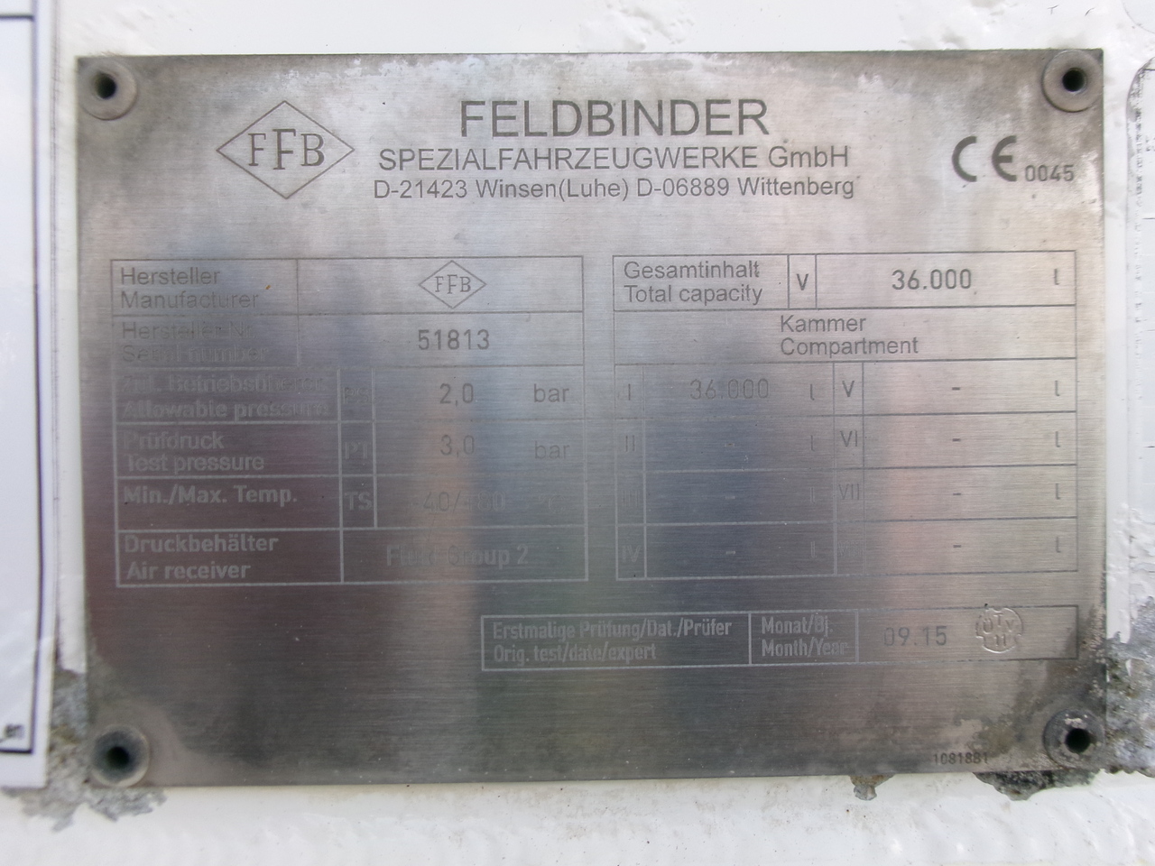 Poluprikolica cisterna za prevoz brašna Feldbinder Powder tank alu 36 m3 / 1 comp: slika 25