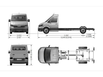 Kamion sa golom šasijom i zatvorenom kabinom MAN TGE