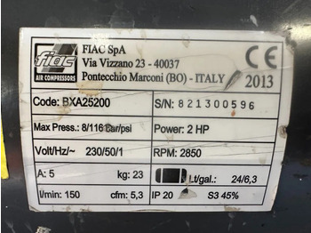 Kompresor za vazduh Airmec FIAC BXA 25200 Elektrische Zuigercompressor 2 PK 150 L / min 8 Bar: slika 3