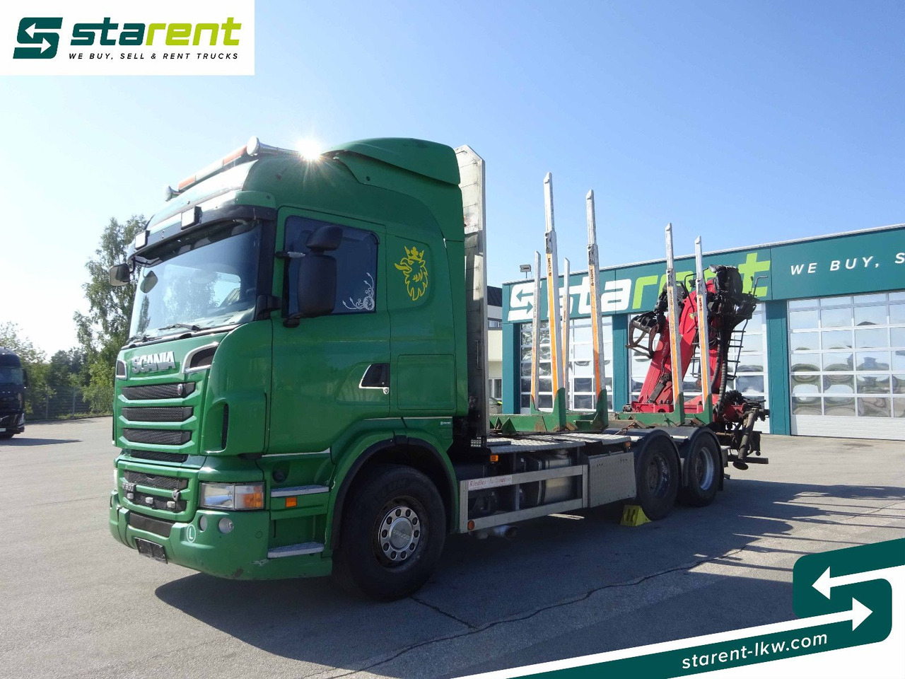 Scania R500 V8 6x4 Holzaufbau mit Kran, MOTORPROBLEM - Kamion sa golom šasijom i zatvorenom kabinom, Kamion sa dizalicom: slika 1 Scania R500 V8 6x4 Holzaufbau mit Kran, MOTORPROBLEM - Kamion sa golom šasijom i zatvorenom kabinom, Kamion sa dizalicom: slika 1