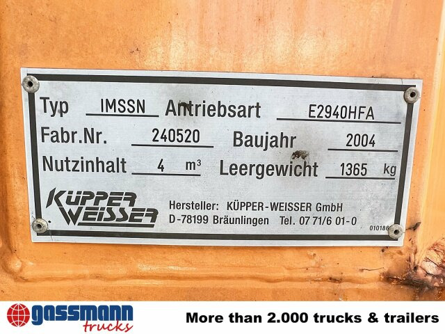 IMSSN E2940HFA Feuchtsalzstreuer, 4m³, 1950l - Rasipač peska/ Soli za Korisno/ Posebno vozilo: slika 2 IMSSN E2940HFA Feuchtsalzstreuer, 4m³, 1950l - Rasipač peska/ Soli za Korisno/ Posebno vozilo: slika 2