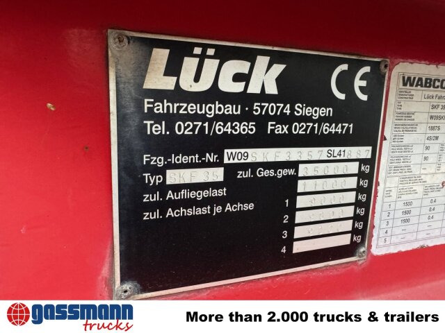 LÜCK SKF 35, Stahlmulde ca. 37m³, Liftachse - Poluprikolica istovarivača: slika 3 LÜCK SKF 35, Stahlmulde ca. 37m³, Liftachse - Poluprikolica istovarivača: slika 3