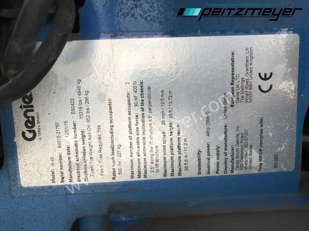 Teleskopska platforma Genie Teleskop Arbeitsbühne S-45 Arbeitshöhe 15,7 m / 2 Personen: slika 20