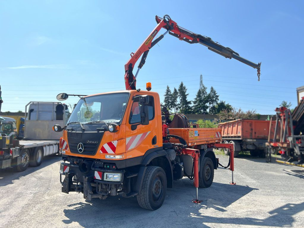 Mercedes-Benz Unimog U20 2-Achs Allradkipper Kran Palfinger Kr - Istovarivač, Kamion sa dizalicom: slika 1 Mercedes-Benz Unimog U20 2-Achs Allradkipper Kran Palfinger Kr - Istovarivač, Kamion sa dizalicom: slika 1