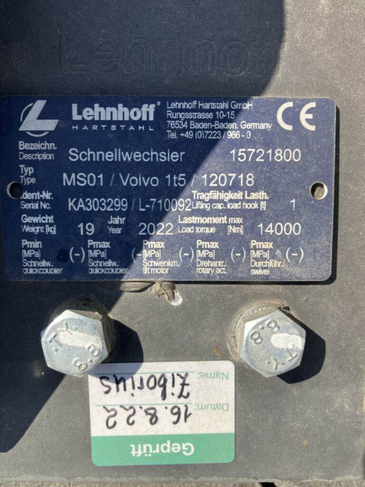 Lehnhoff Schnellwechsler mech. - Brza spojnica: slika 3 Lehnhoff Schnellwechsler mech. - Brza spojnica: slika 3