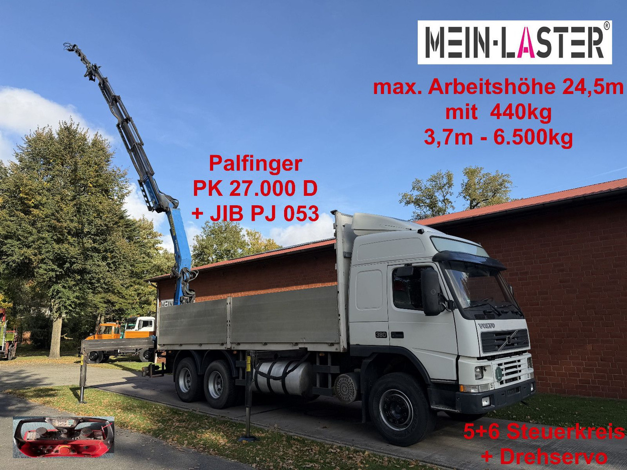 Volvo FM12 380 PK 27000D 24,5m 5+6 Deutscher LKW - Kamion sa dizalicom: slika 1 Volvo FM12 380 PK 27000D 24,5m 5+6 Deutscher LKW - Kamion sa dizalicom: slika 1