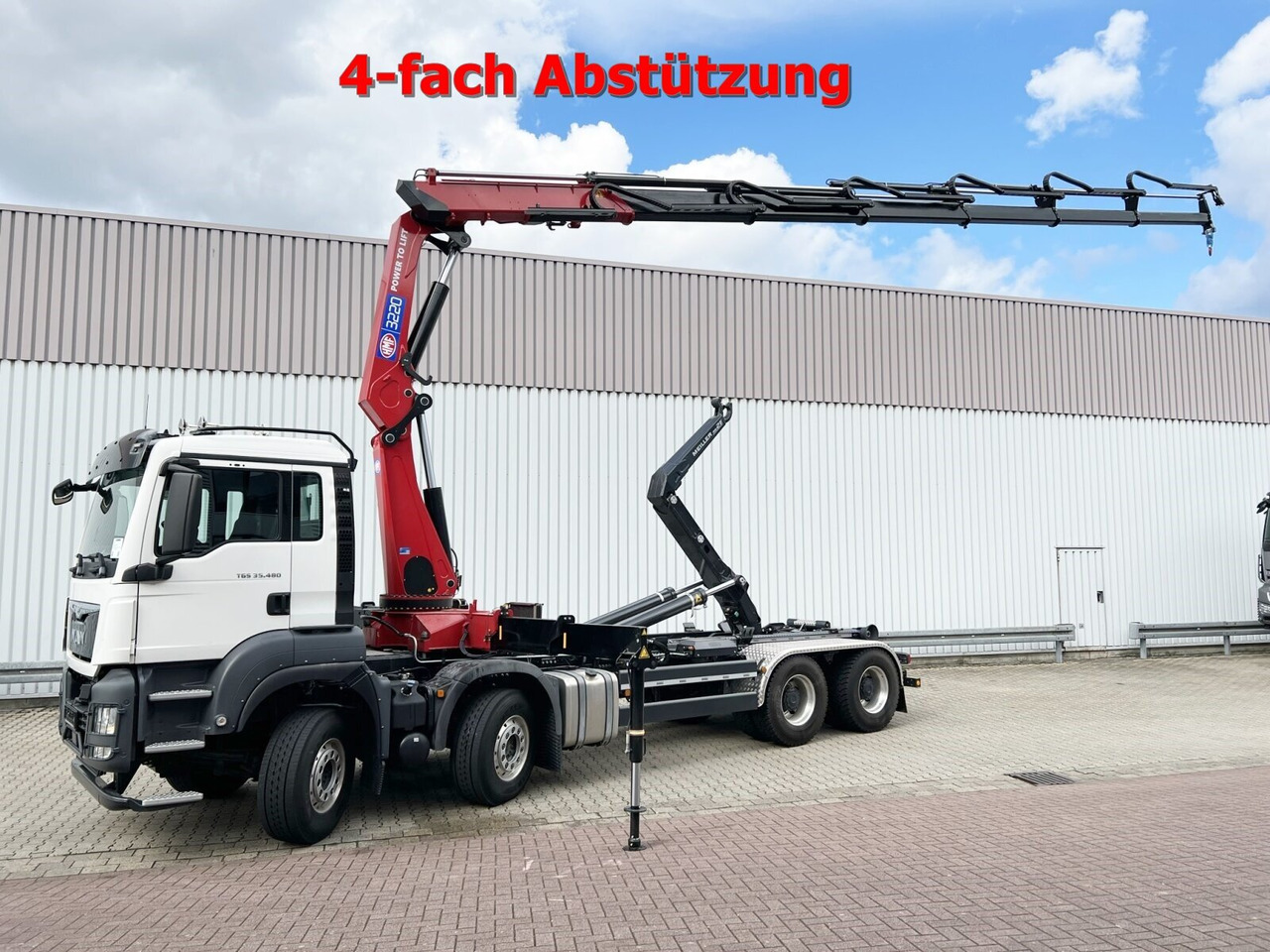 MAN TGS 35.480 8X4 BL TGS 35.480 8X4 BL, Intarder, Kran HMF 3220-K6, 4-fach Abstützung, Funk - Kamion sa hidrauličnom kukom, Kamion sa dizalicom: slika 1 MAN TGS 35.480 8X4 BL TGS 35.480 8X4 BL, Intarder, Kran HMF 3220-K6, 4-fach Abstützung, Funk - Kamion sa hidrauličnom kukom, Kamion sa dizalicom: slika 1
