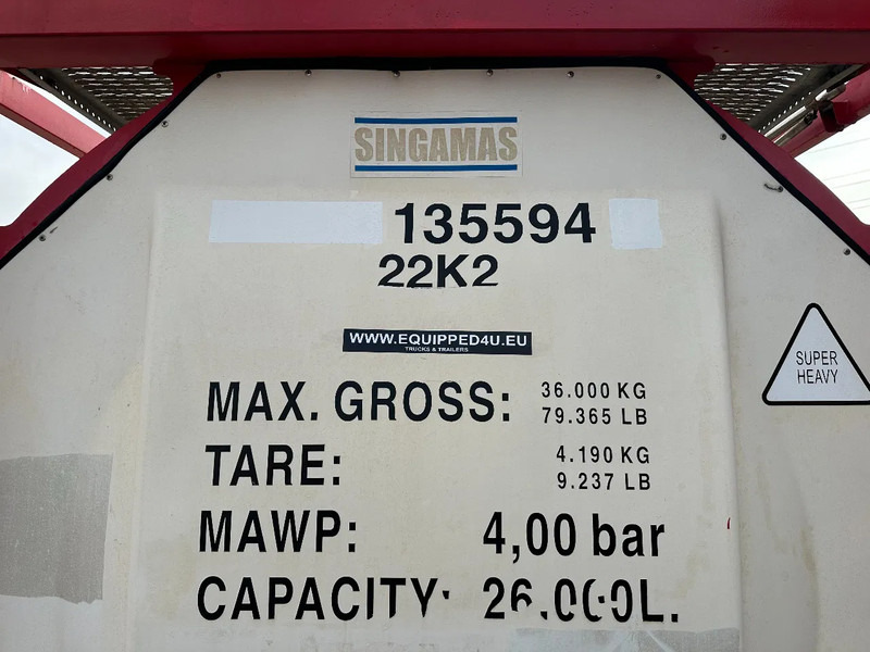 Rezervoar za skladištenje za prevoz goriva SINGAMAS 20FT ISO, 26.000L/1-COMP/3 BAFFELS/3 manholes, 5Y: 08-2027, L4BN, T11: slika 15