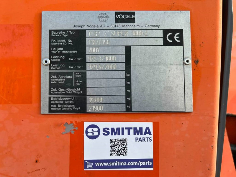 Vögele SUPER 1800-2 - Asfaltni finišer: slika 5 Vögele SUPER 1800-2 - Asfaltni finišer: slika 5