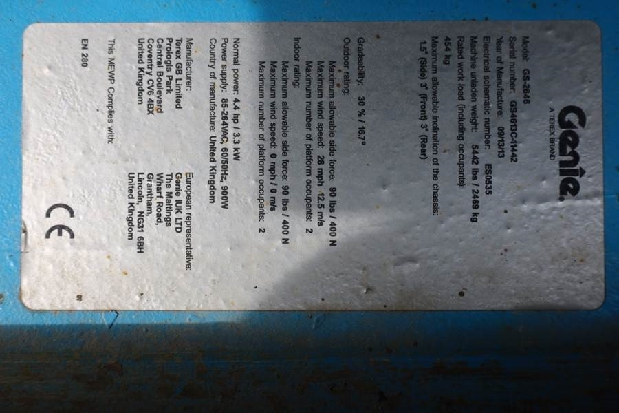 Lift u obliku makaza Genie GS2646 Electric, Working Height 9.80m, Capacity 45: slika 6
