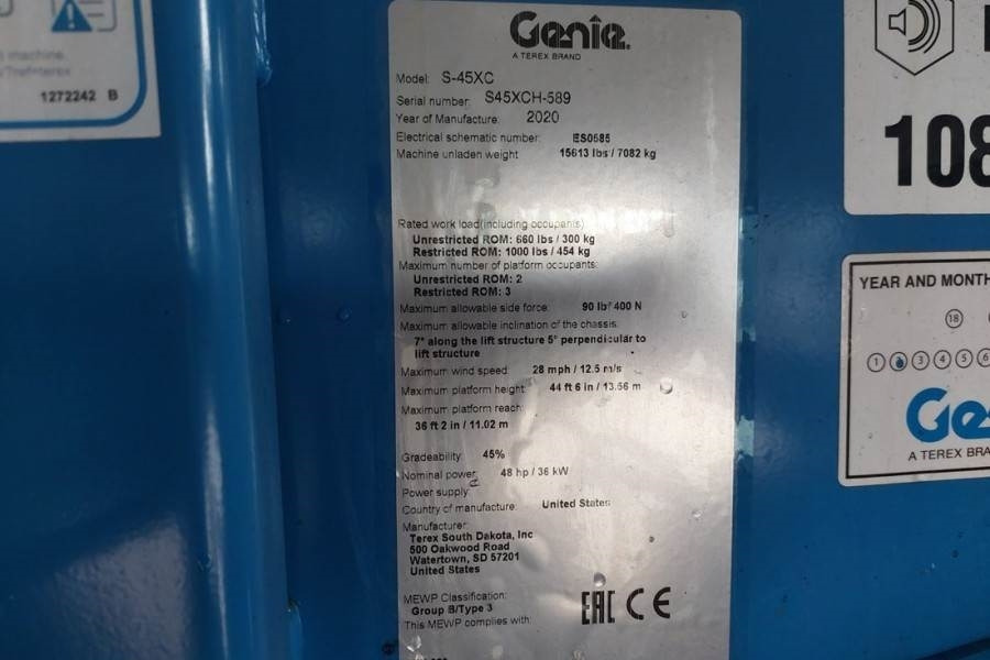 Teleskopska platforma Genie S45XC Valid inspection, *Guarantee! 15.5m Working: slika 6 Teleskopska platforma Genie S45XC Valid inspection, *Guarantee! 15.5m Working: slika 6