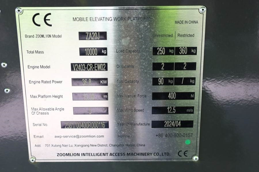 Zglobna platforma Zoomlion ZA20J NEW / UNUSED, Valid Inspection, *Guarantee!: slika 6 Zglobna platforma Zoomlion ZA20J NEW / UNUSED, Valid Inspection, *Guarantee!: slika 6