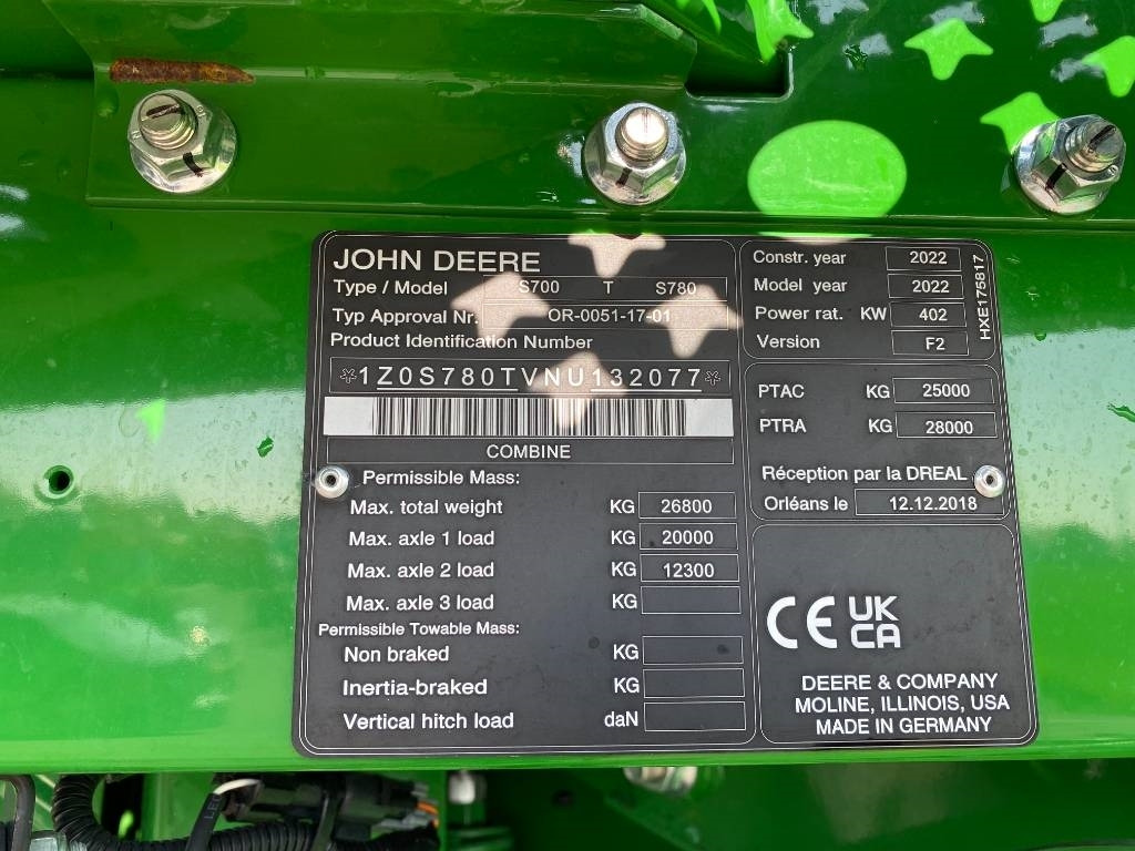 Novu Kombinovani kombajn John Deere S 780i Garantie PowerGard 08/2027: slika 9 Novu Kombinovani kombajn John Deere S 780i Garantie PowerGard 08/2027: slika 9