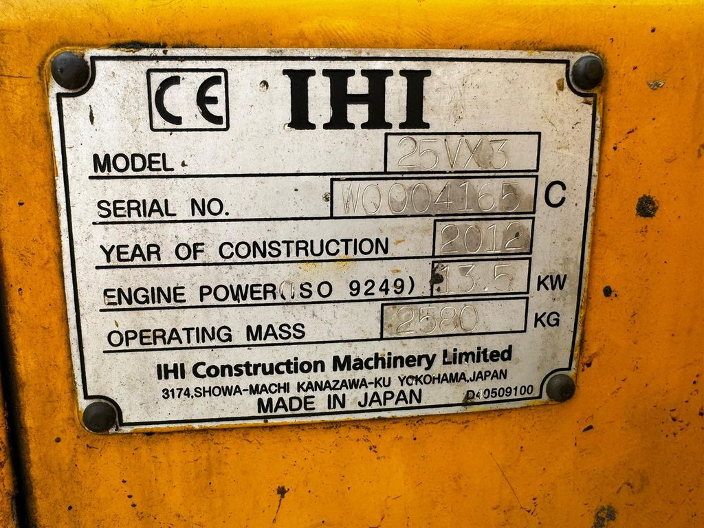 Mini bager IHI 25VX3, 2.5ton, SWISS Machine: slika 8 Mini bager IHI 25VX3, 2.5ton, SWISS Machine: slika 8