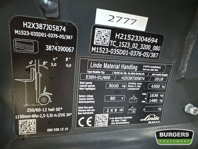 Električni viljuškar Linde E30H-01 600: slika 12
