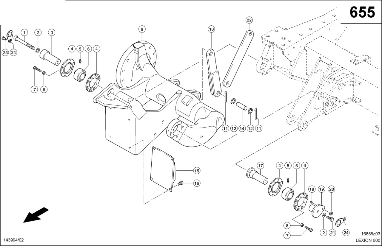 Claas Lexion 600 WAHACZ PRA. 0007646313 (Oś napędowa-wahacze do mts) - Suspenzija za Kombinovani kombajn: slika 1 Claas Lexion 600 WAHACZ PRA. 0007646313 (Oś napędowa-wahacze do mts) - Suspenzija za Kombinovani kombajn: slika 1