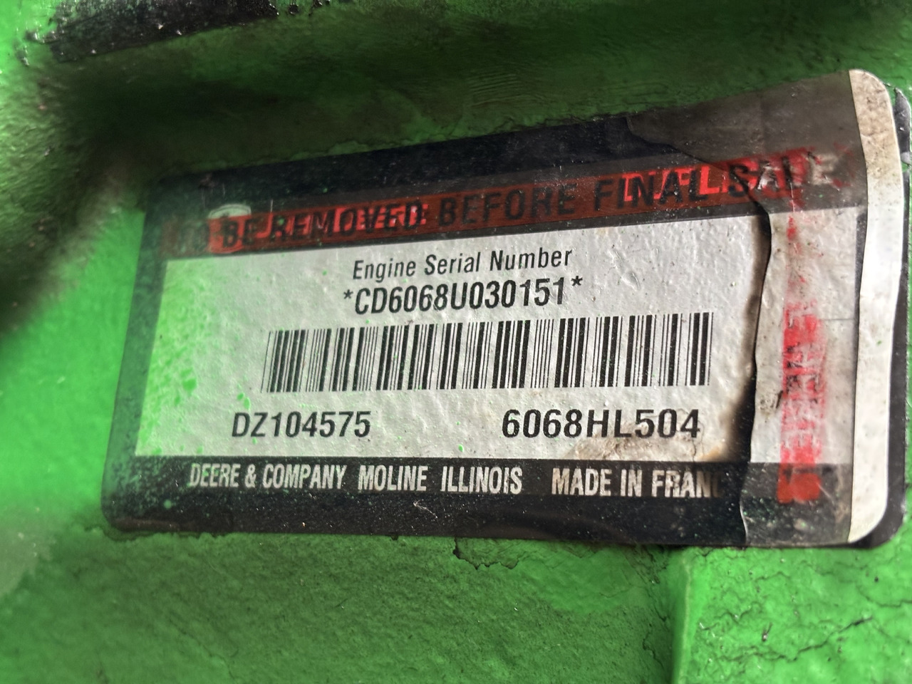 John Deere 6068HL504 Blok Silnika DZ104575 - Cilindar blok za Poljoprivredna mašina: slika 4 John Deere 6068HL504 Blok Silnika DZ104575 - Cilindar blok za Poljoprivredna mašina: slika 4