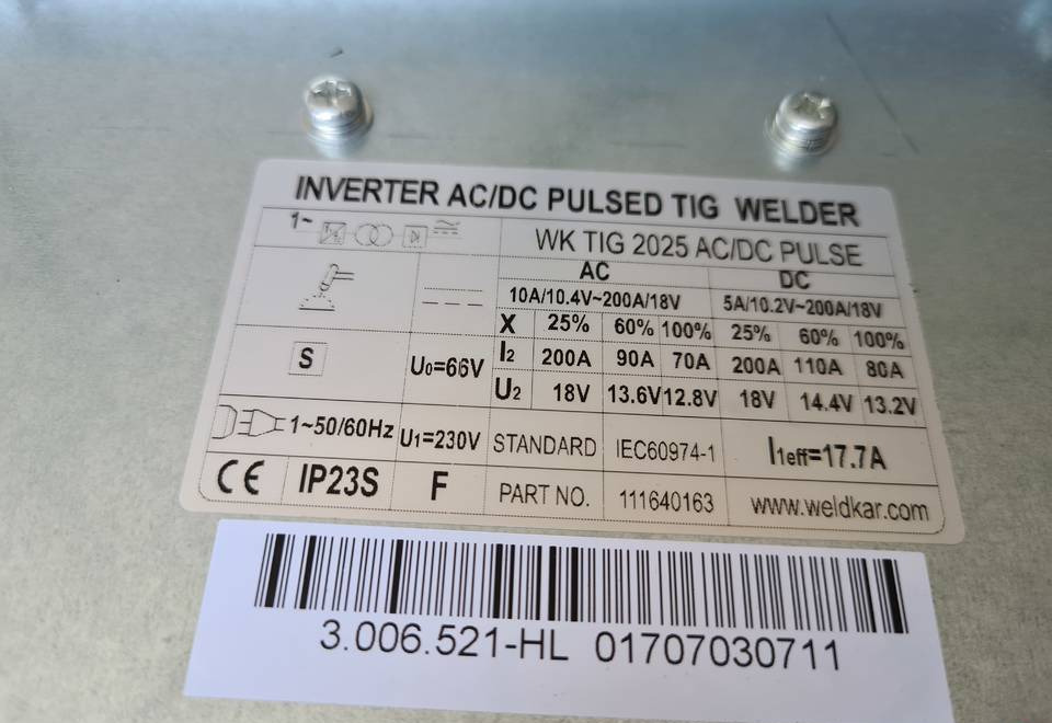 Spawarka Tig WELDKAR WK 2025 AC/DC Puls, 200A - Oprema za varenje: slika 5 Spawarka Tig WELDKAR WK 2025 AC/DC Puls, 200A - Oprema za varenje: slika 5