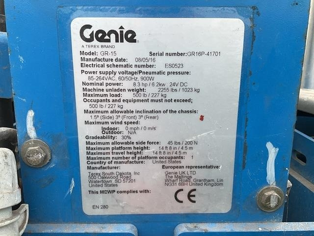 Genie GR15 - Jarbolna penjajuća platforma: slika 5 Genie GR15 - Jarbolna penjajuća platforma: slika 5