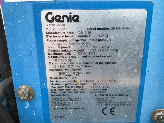 Genie GR15 - Jarbolna penjajuća platforma: slika 5 Genie GR15 - Jarbolna penjajuća platforma: slika 5