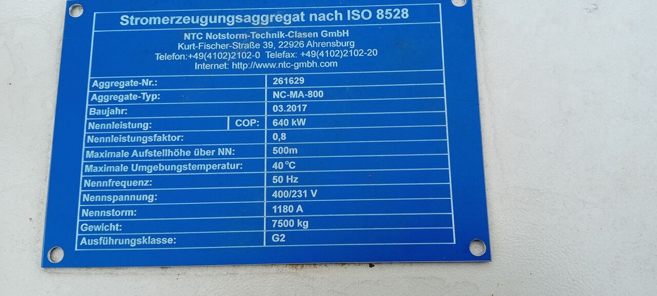 MAN MAN Generator Set Stamford 640 KW 800 KVA Diesel, 2017 Model, 931 HP, 8000 kg, Low Hours, For Sale in Poland - Set generatora: slika 3 MAN MAN Generator Set Stamford 640 KW 800 KVA Diesel, 2017 Model, 931 HP, 8000 kg, Low Hours, For Sale in Poland - Set generatora: slika 3