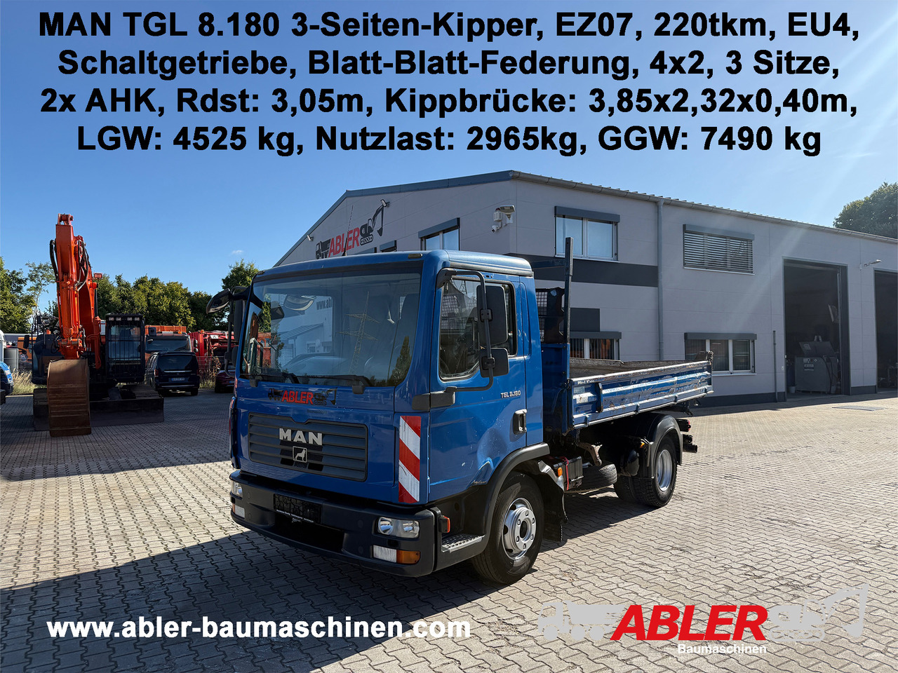 MAN TGL 8.180 3-Seiten-Kipper 2x AHK - Istovarivač: slika 1 MAN TGL 8.180 3-Seiten-Kipper 2x AHK - Istovarivač: slika 1