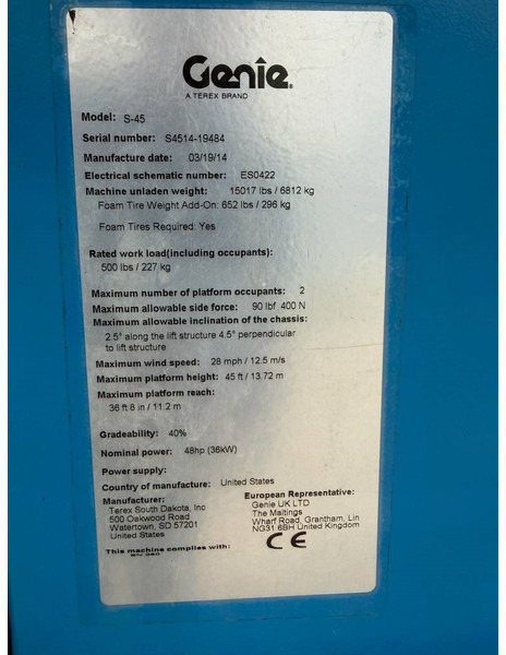 Teleskopska platforma Genie S 45: slika 10 Teleskopska platforma Genie S 45: slika 10