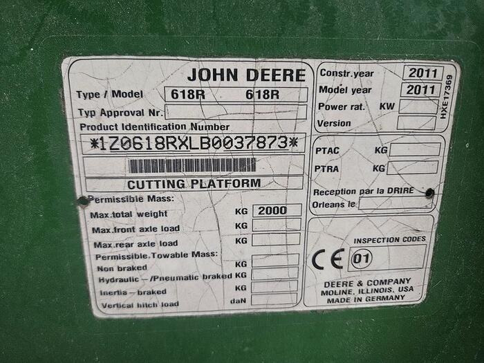 John Deere 618R - Prednji deo kombajna: slika 5 John Deere 618R - Prednji deo kombajna: slika 5