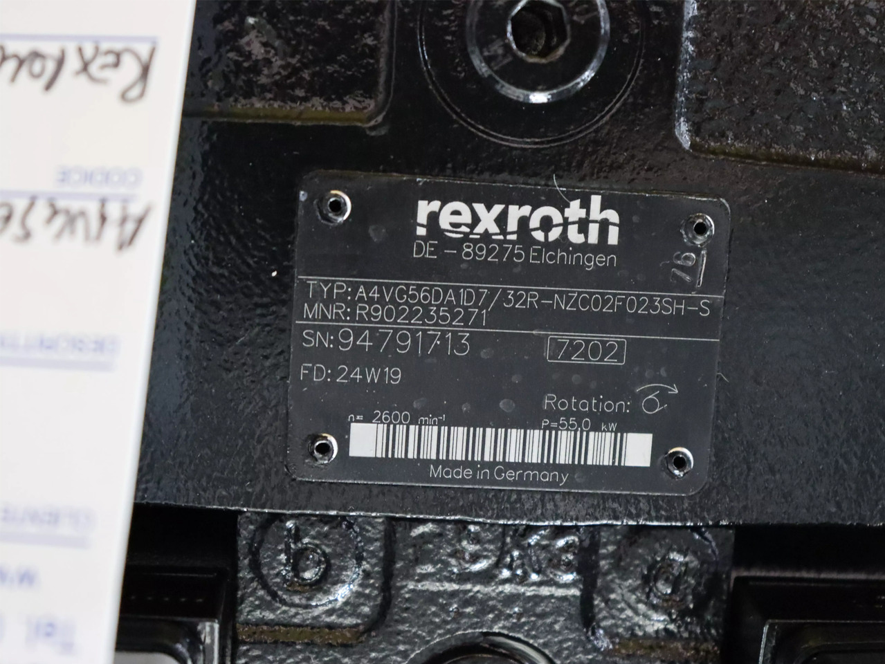 REXROTH A4VG56DA1D7/32R-NZC02F023SH-S - Hidraulična pumpa za Oprema za rukovanje materijalima: slika 3 REXROTH A4VG56DA1D7/32R-NZC02F023SH-S - Hidraulična pumpa za Oprema za rukovanje materijalima: slika 3