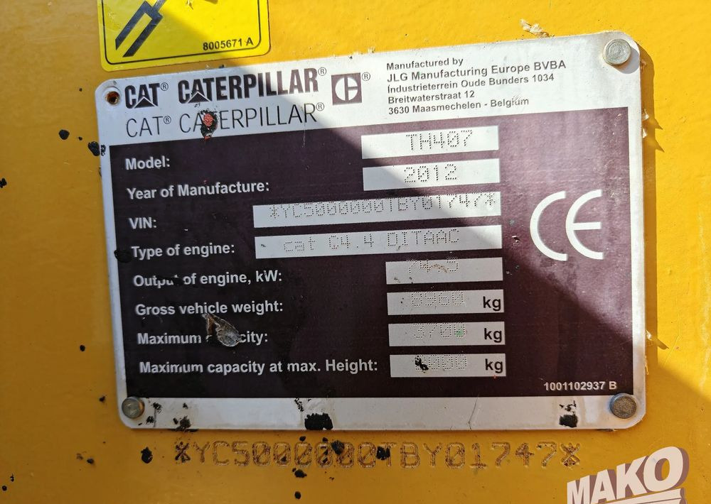 Teleskopski upravljač Caterpillar TH407: slika 12