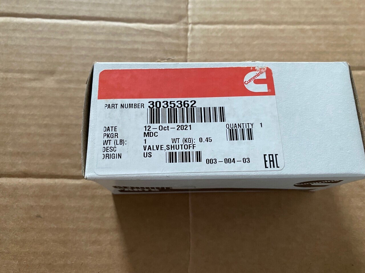 CUMMINS 3035362 Valve shut-off - Rezervni deo: slika 1 CUMMINS 3035362 Valve shut-off - Rezervni deo: slika 1