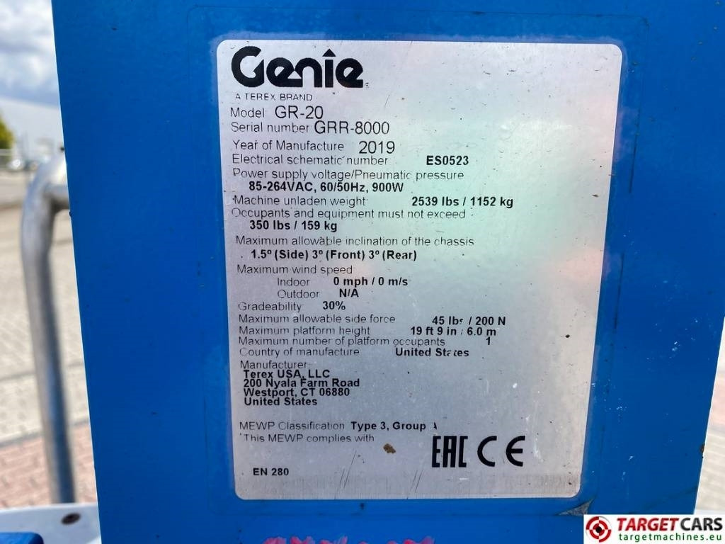 Lizing Genie GR-20 RunAbout Electric Vertical Mast Lift 802cm  Genie GR-20 RunAbout Electric Vertical Mast Lift 802cm: slika 10