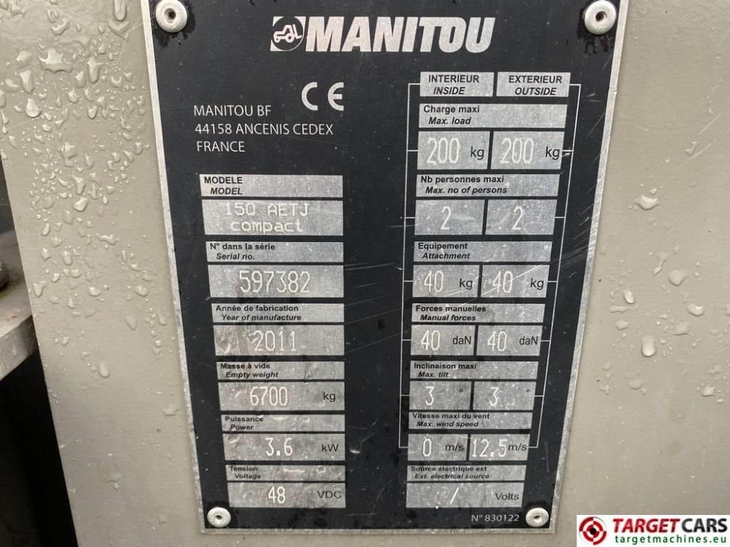 Zglobna platforma Manitou 150AETJC El Articulated 150AETJ Boom 15M DEFECT: slika 10 Zglobna platforma Manitou 150AETJC El Articulated 150AETJ Boom 15M DEFECT: slika 10