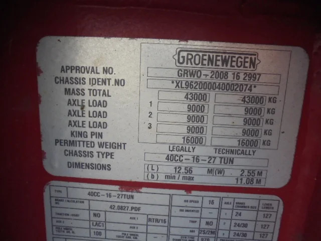 Groenewegen 40CC-16-27TUN - Poluprikolica za prevoz kontejnera/ Poluprikolica sa promenjivim sandukom: slika 3 Groenewegen 40CC-16-27TUN - Poluprikolica za prevoz kontejnera/ Poluprikolica sa promenjivim sandukom: slika 3