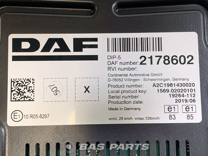 DAF CF Euro 6 - Komandna tabla za Kamion: slika 3 DAF CF Euro 6 - Komandna tabla za Kamion: slika 3