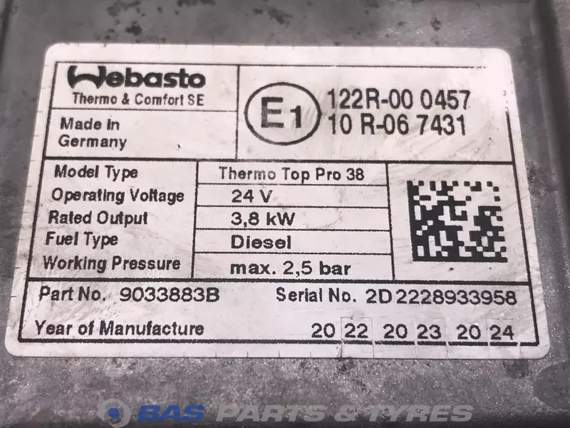 Webasto Thermo Top Pro 38 Standkachel 2289937 - Grejanje/ Ventilacija za Kamion: slika 4 Webasto Thermo Top Pro 38 Standkachel 2289937 - Grejanje/ Ventilacija za Kamion: slika 4