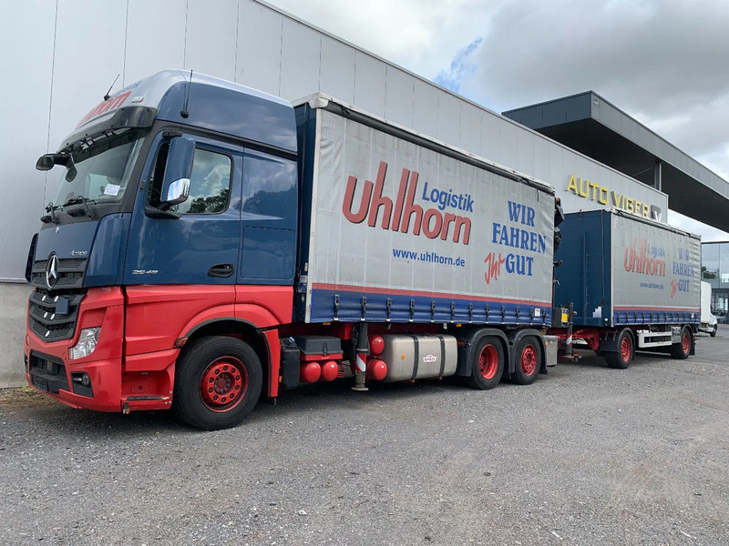 Mercedes-Benz Actros 2548 6X2 + Aanhanger*Palfinger crane*Cruise control*Airco* - Kamion sa ceradom, Kamion sa dizalicom: slika 1 Mercedes-Benz Actros 2548 6X2 + Aanhanger*Palfinger crane*Cruise control*Airco* - Kamion sa ceradom, Kamion sa dizalicom: slika 1