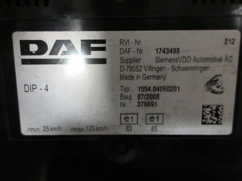 DAF 1743498 DIP 4 INSTRUMENTENPANEEL DAF CF EURO 5 - Komandna tabla za Kamion: slika 3 DAF 1743498 DIP 4 INSTRUMENTENPANEEL DAF CF EURO 5 - Komandna tabla za Kamion: slika 3