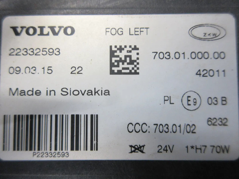 Volvo 22332593 MISTLAMP VOLVO FM 370 EURO 6 LINKS - Svetla za maglu za Kamion: slika 5 Volvo 22332593 MISTLAMP VOLVO FM 370 EURO 6 LINKS - Svetla za maglu za Kamion: slika 5