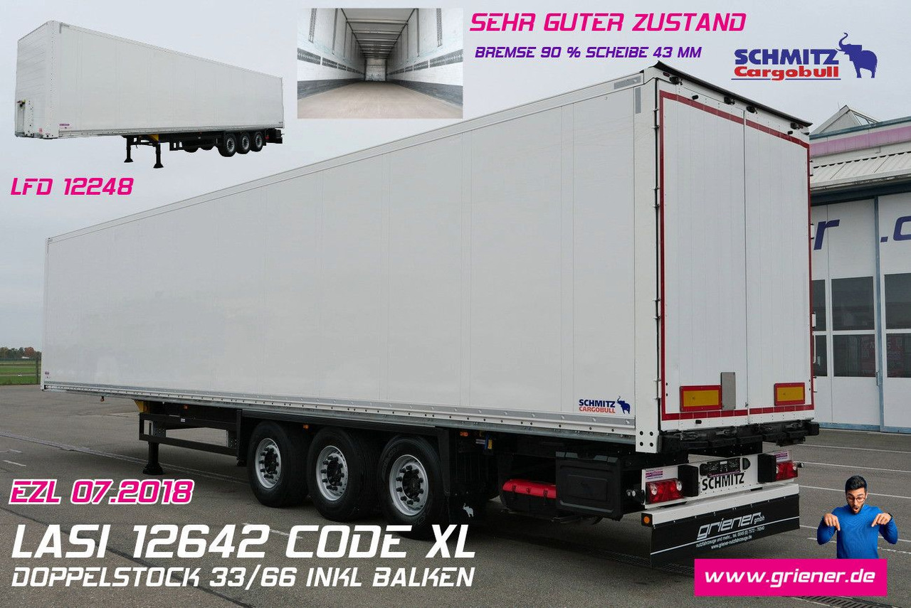 Schmitz Cargobull SKO 24/DOPPELSTOCK /  ZURRLEISTE / LASI 12642 XL - Poluprikolica sa zatvorenim sandukom: slika 1 Schmitz Cargobull SKO 24/DOPPELSTOCK /  ZURRLEISTE / LASI 12642 XL - Poluprikolica sa zatvorenim sandukom: slika 1