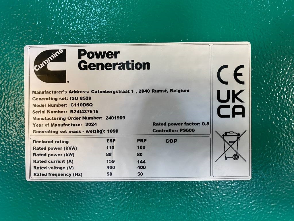 Cummins C110D5Q - Open Genset - DPX-18509-Q-O - Set generatora: slika 5 Cummins C110D5Q - Open Genset - DPX-18509-Q-O - Set generatora: slika 5