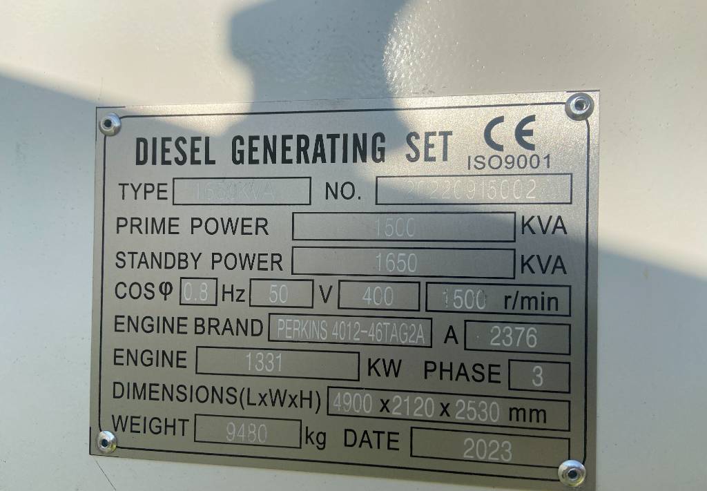 Novu Set generatora Perkins 4012-46TAG2A - 1.650 kVA Generator - DPX-19823: slika 8 Novu Set generatora Perkins 4012-46TAG2A - 1.650 kVA Generator - DPX-19823: slika 8