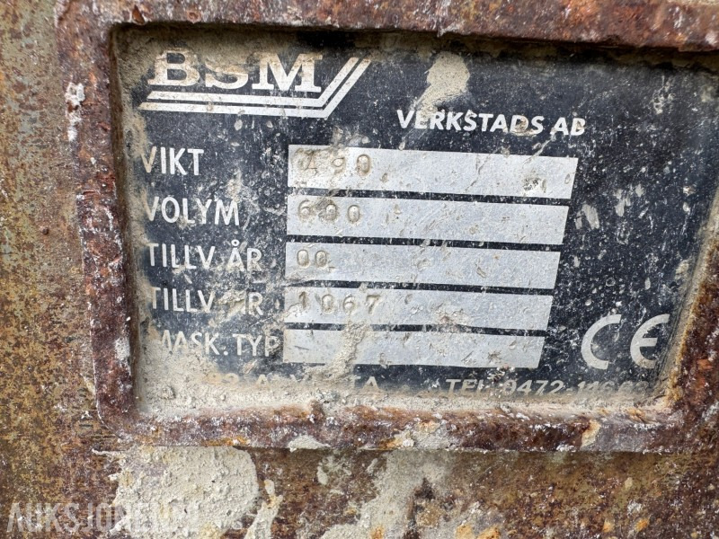 2000 BSM 600 liter pusseskuffe S60 feste, bredde 1450 mm - Dodatak za Građevinska mašina: slika 3 2000 BSM 600 liter pusseskuffe S60 feste, bredde 1450 mm - Dodatak za Građevinska mašina: slika 3