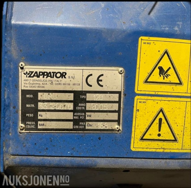 Zappator BRU 120 Kostemaskin - Feiemaskin med oppsamler og hydraulisk drift på feiekost 1,2 m bredde og flyt ramme - Dodatak za Građevinska mašina: slika 5 Zappator BRU 120 Kostemaskin - Feiemaskin med oppsamler og hydraulisk drift på feiekost 1,2 m bredde og flyt ramme - Dodatak za Građevinska mašina: slika 5