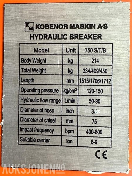 NY KM 750 Pigghammer s40/s50 CE merket FABRIKKGARANTI - Hidraulični čekić: slika 3 NY KM 750 Pigghammer s40/s50 CE merket FABRIKKGARANTI - Hidraulični čekić: slika 3