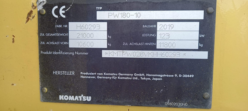 Bager točkaš Komatsu PW180-10: slika 19